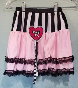Girls Dress-Up Tutu Skirt Black White Stripe Pink One Size/Elastic Costume Doll - Picture 1 of 3