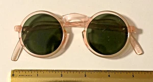 VINTAGE ROUND PINK DECO STYLE SUNGLASSES GREEN SHADES ? ITALY ROME MCM - Picture 1 of 3