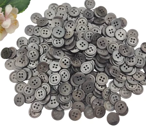 4 Knöpfe rund Perlmutt 15mm anthrazit schwarz Muscheln Rand Knopf Jacke Damen - Picture 1 of 5
