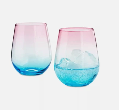 The Cellar Ombre Stemless Wine Glasses, Set of  2, Multicolor - NEW - ON SALE Foto 1 de 2