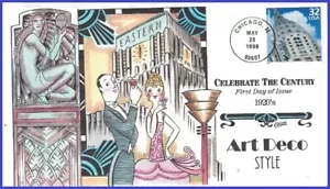 USA7 #3184j U/A COLLINS HAND PAINTED FDC   1920 Art Deco Style - Picture 1 of 1