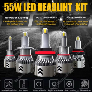 55W LED Headlight H1 H7 H8 H9 H11 9005 HB3 9006 HB4 6000K White 30000LM Bulb 12V - Picture 1 of 20