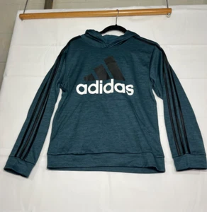 Adidas Youth SZ 14/16 Hooded Sweatshirt Dark Turquoise 400 Boys NWT - Picture 1 of 5