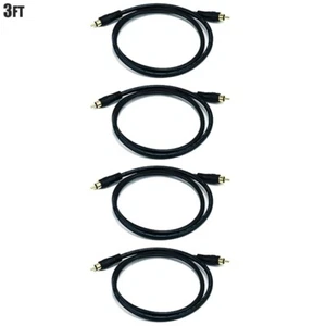 4x 3FT RCA Plug Male/Male Digital Coax Coaxial Audio Video AV Cable Gold Plated - Picture 1 of 2