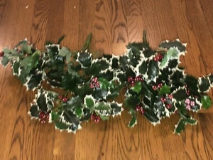 2 Vintage 16" Artificial Holly Bush Foliage Cluster 1960s - Picture 1 of 17
