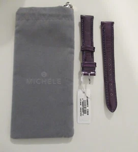 Michele echt Geniune Leder 16 mm MEDIUM LILA Uhrenarmband Armband $100 + Etui - Bild 1 von 7