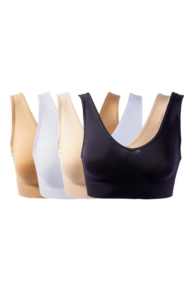 Rhonda Shear 4-pack Seamless Ahh Bra Black/White/Beige/Light Beige - Image 1 of 1