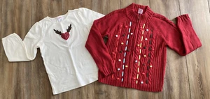 Gymboree 2007 Mountain Cabin ANTLER HEART Reindeer Top & PomPom Cardigan Size 8 - Picture 1 of 10