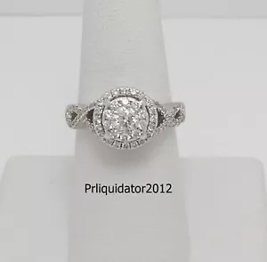 1CT Natural Diamond Halo Engagement Wedding Bridal Ring 14K White Gold Band - Picture 1 of 13