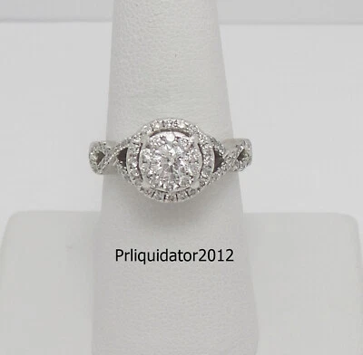 1CT Natural Diamond Halo Engagement Wedding Bridal Ring 14K White Gold Band - Image 1 of 4