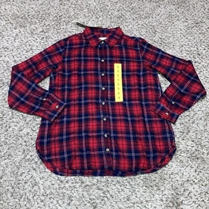 Jachs Girlfiend Flannel Shirt Womens Small Red Plaid Long Sleeve New - Picture 1 of 6