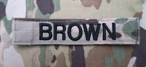 USED US ARMY Name Tape OCP Pattern "BROWN" Military Patch Authentic Perfect - Picture 1 of 2