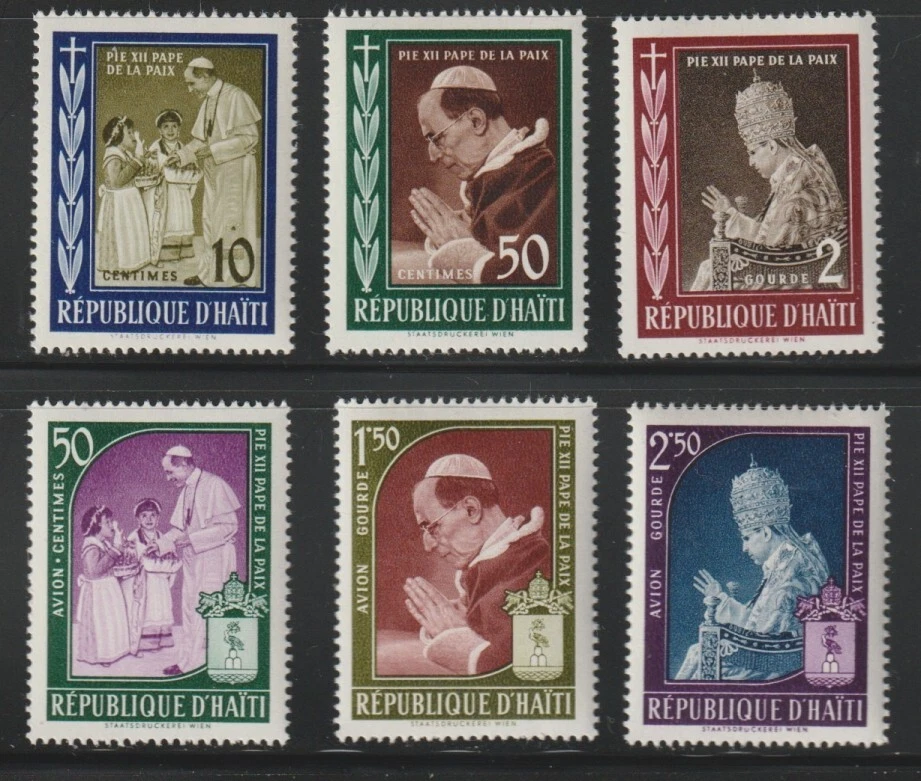 Haiti    1959    Sc # 444-46,C 139-41   Pope XII    MNH    OG - Image 1 of 1