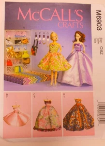 UC McCall's Pattern #M6903 Barbie 11 1/2" Doll Wardrobe, Accessories & Cases - Picture 1 of 1