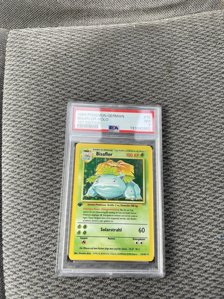 Pokemon Base Set 1st Edition GERMAN Venusaur Bisaflor 15/102 PSA 7  - Image 1 of 2