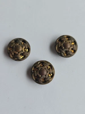 3 botones centelleantes antiguos vintage de metal con espejo trasero... T-1 Foto 1 de 4