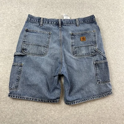 Carhartt Shorts Mens 34 Blue B28 Hammer Loop Loose y2k Denim Work Carpenter Jean - Image 1 of 4
