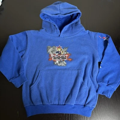 Vintage 90s YU-GI-OH Boys Kids Large L Blue Hoodie Sweatshirt Shirt Yugioh 1996 - Image 1 of 4