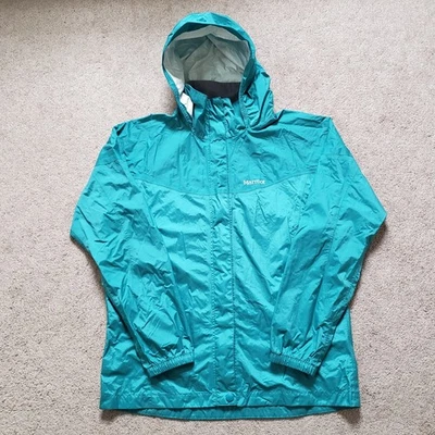Marmot  Precip Rain Windbreaker Hooded Jacket Full Zip Pockets Girls Size XL  - Image 1 of 4
