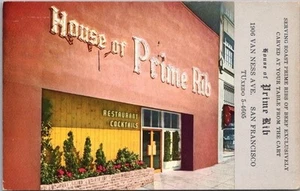 1956 SAN FRANCISCO Postkarte HOUSE OF PRIME RIB RESTAURANT 1906 Van Ness Ave. - Bild 1 von 2