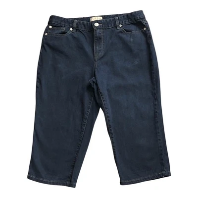 Pantalones de mezclilla capri recortados EARL JEAN para mujer talla 12 azul índigo oscuro entrepierna de 19" Foto 1 de 4