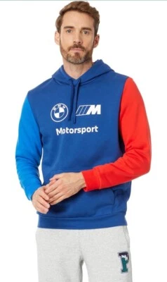 Conjunto de moletom com capuz e calça 2 peças Puma BMW M Motorsport vermelho/branco/azul 2XL XXL - Imagem 1 de 4