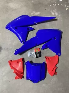Cycra Powerflow Plastic Kit Set Blue Red YAMAHA YZ250F 2014-2018 YZ450F 2014-17 - Picture 1 of 10