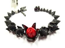EDDIE BORGO $450 Black Rhodium Plated Red Resin Rose Link  Bracelet