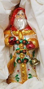Hallmark Heritage Poland Blown Glass Christmas Ornament Old World Santa W/Bell - Picture 1 of 4