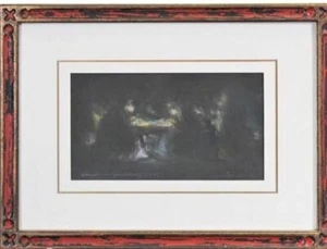 Abraham (Avraham) Goldberg - Escena interior original sin título enmarcada y firmada - Imagen 1 de 6