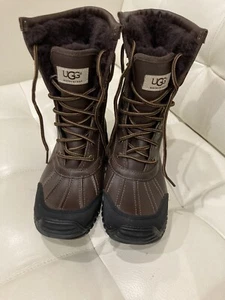 New Ugg+Vibram Sz 6 Waterproof Boots Brown Lace Up - Picture 1 of 6