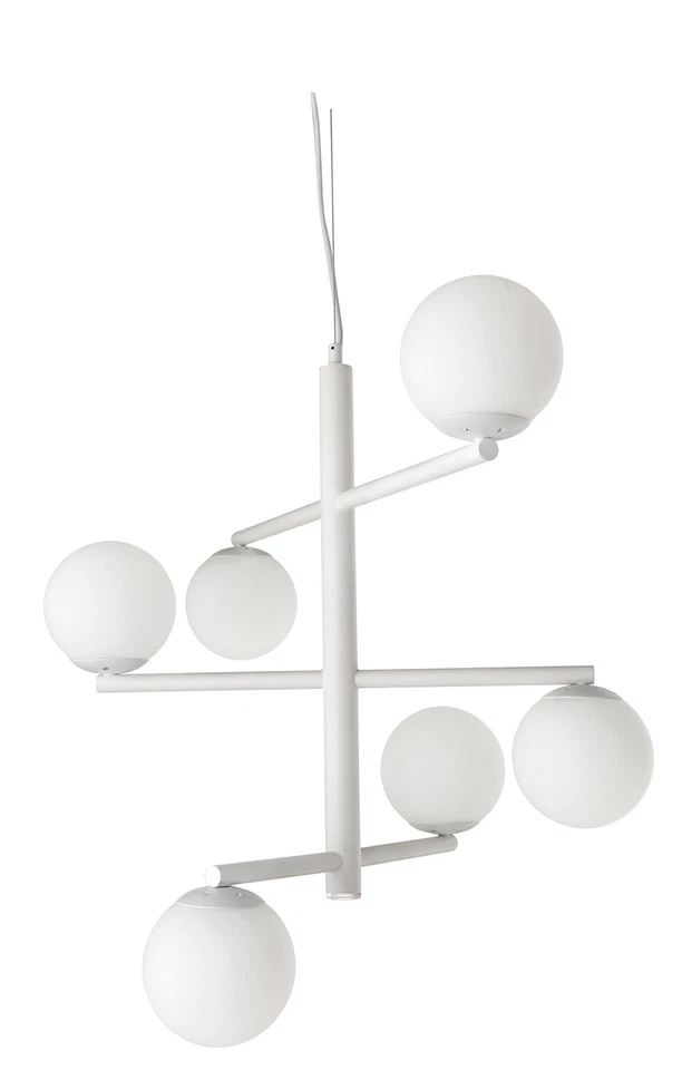 GIZAH SOSPENSIONE CON STRUTTURA IN METALLO E VETRO SOFFIATO BIANCO - Immagine 1 di 1