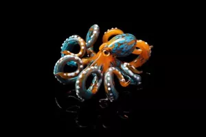 Mundgeblasene Glaskrake Glasfigur Oktopus Glas Ozeankrake Krakenglas - Bild 1 von 4