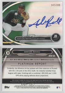 2013 Bowman Platinum Prospects Green Refractor /399 Addison Russell Auto