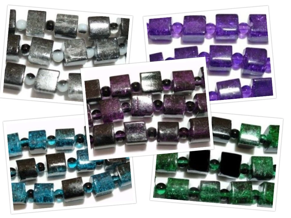 6 mm, 8 mm, 10 mm, Crackle Würfel, Perlen, Glas Schmuck, Armband, Kette, basteln - Bild 1 von 1