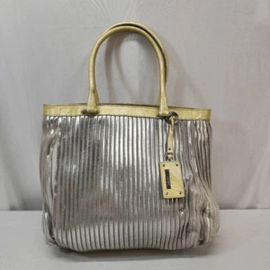 Borsa a mano donna Gambini lusso pelle plissettata XL argento metallizzato - Foto 1 di 9