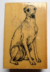 Stamp Gallery Whippet Puppy Dog Woodern Rubber Stamp Crafting - Picture 1 of 2