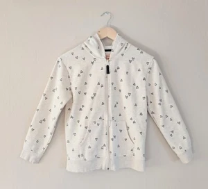 Cat & Jack Girls Zip Hoodie - Oatmeal with Black Hearts - Size XL (14) - Picture 1 of 11