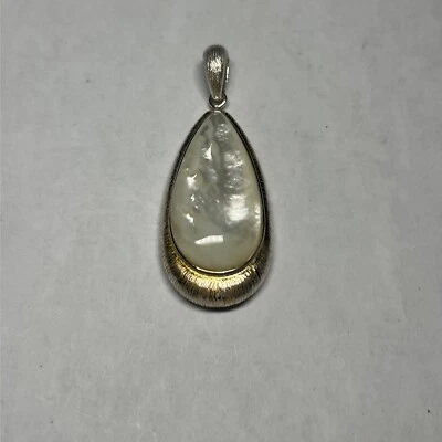 Colgante MADRE PERLA MILOR de plata de ley, borde de plata texturizada J62 Foto 1 de 4