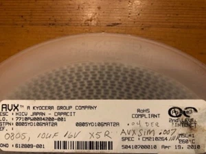100PCS AVX 0805YD106MAT2A CAP CER 10UF 16V X5R 0805 LOW ESR - Picture 1 of 1