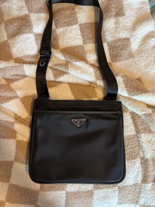 Prada Nylon and Tesutto Black Saffiano Shoulder Messenger Bag EXCELLENT COND! - Picture 1 of 17