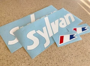 Sylvan Vintage Boat Decals 16 Inch Vinyl Pair White Blue Red + FREE Shipping! - Picture 1 of 1