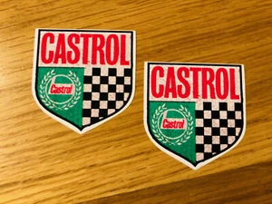 CASTROL FLAGS 2er SET Aufkleber Sticker Retro Vespa Motorrad Tuning Oil Öl Se37 - Picture 1 of 2