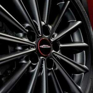 NEW MINI F54 F55 F56 F57 JCW FLOATING HUB CAPS 56MM BLACK RED 36122469710 - Picture 1 of 2