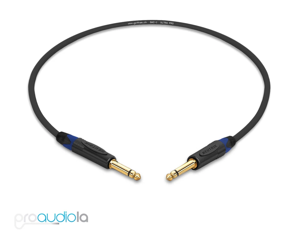 Gotham GAC-1 Ultra Pro Instrument Cable Neutrik Gold 1/4 TS" | Blue Boots 2.5 Ft - Image 1 of 1