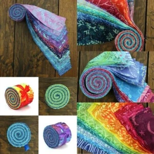 Cotton Batik PreCut Fabric 20 Strip Jelly Roll 2.5" x 37" Quilting Patchwork - Picture 1 of 38