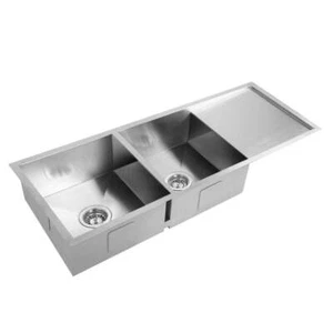 Cefito Kitchen Sink 111X45CM Stainless Steel Basin Double Bowl Silver - Picture 1 of 8