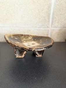 Hand Made Footed Pottery Dish Primitive Farmhouse Entry Table Jewelry Key Holder - Picture 1 of 8