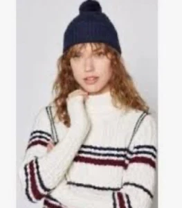 NWT Joie Macia Winter Alpaca Hat Beanie Cable Knit In Midnight Navy Retail $100 - Imagen 1 de 2