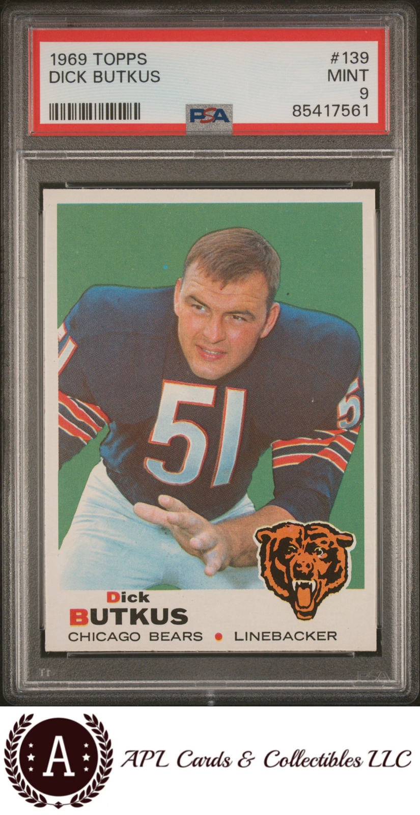1969 Topps #139 Dick Butkus PSA 9